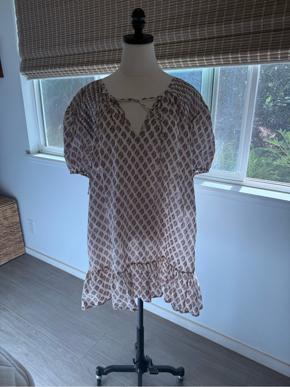 acacia swimwear Cream Tunic with Brown Floral Print